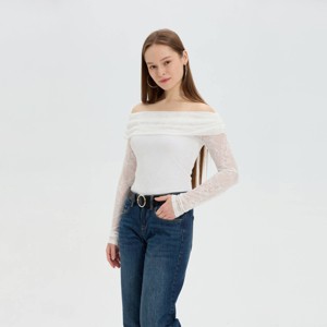 Women's Long Sleeve Off the Shoulder Foldover Top - Wild Fable™ - 1 of 3