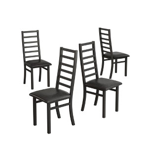 TiramisuBest Set of 4 Modern Metal Dining Chairs with PU Leather Seats, High Back Armless Kitchen Chairs for Dining Room, Black - 1 of 4