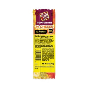 Slim Jim Pepperoni and Cheese Meat Sticks, 1.5 oz, 18/Carton - 1 of 1