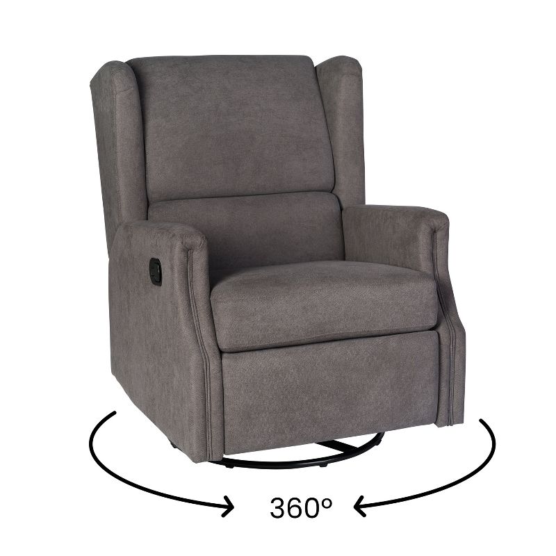 Flash Furniture Omma Swivel Glider Rocker Recliner Chair, Manual 360 Degree Swivel Wingback Recliner Perfect for Living Room, Bedroom, or Nursery, 3 of 16