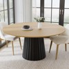 PexFix 60" Solid Wood Round Dining Table Kitchen Table for 6-8 with Tabletop & Textured Tapered Base for Living/Dining Room Coffee Office Natural - 2 of 4