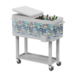 Karl Home 80QT  Patio Cooler Cart with Cartoon Prints - 1 of 4