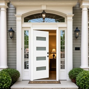 Chic Crate 36x80 Fiberglass Entry Door with Frosted Glass, Left Hand Inswing, Brickmould & Vinyl Frame - 1 of 4