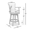 Sapphtopaz Swivel Bar Stool with Armrests Upholstered Wood Counter Height Bar Stools with High Backrest Dining Chairs for Kitchen Island - 2 of 4