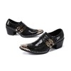 Santimon Mens Western Shoes Leather Fashion Casual Metal Tip Slip on Dress Shoes Black - 3 of 4