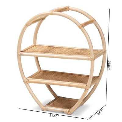 Ruana Bohemian Natural Brown Rattan 3-Tier Display Shelf