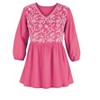 Collections Etc Floral Embroidered Woven Long Length V-Neck Tunic - 4 of 4
