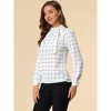 INSPIRE CHIC Women's Bow Tie Neck Keyhole Back Grid Checks Office Work Blouses - 4 of 4