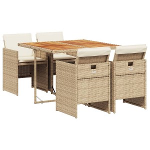 vidaXL Patio Dining Set Set of 4 Beige and Brown - 1 of 4