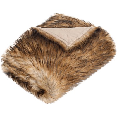 Faux Raccoon Throw Blanket - Warm Brown - 50" x 60" - Safavieh .