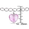 EVERLY JEWELRY | Sterling Silver Pink Stripe Murano Glass Heart Charm Link Bracelet, 7.5 inch - 4 of 4