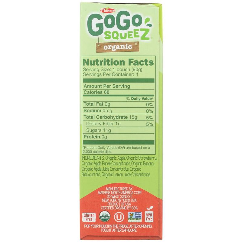 Gogo Squeez Organic Apple Strawberry Applesauce on the Go - Case of 12/4 packs, 3.2 oz, 4 of 8