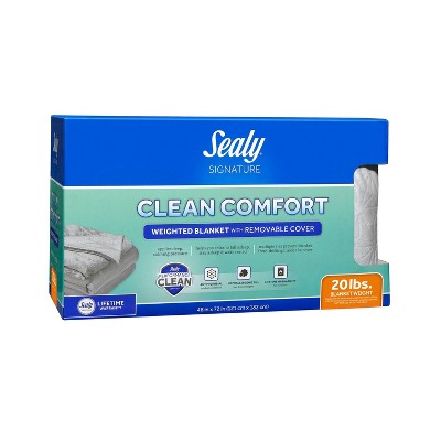 48"x72" Clean Comfort 20lbs Weighted Blanket with Removable Cover Gray - Sealy