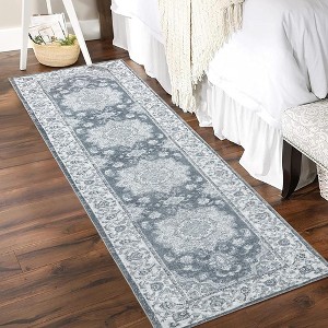 Vintage Rug Oriental Floral Print Floor Cover Machine Washable Indoor Persian Area Rug - 1 of 4