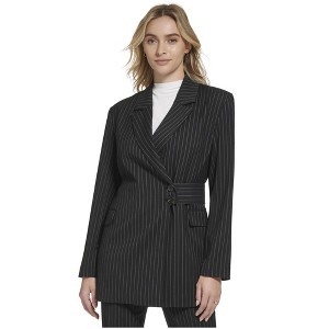 Calvin Klein Womens Pinstripe Polyester Two Button Blazer Jacket - 1 of 1