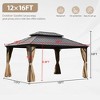 YARDSIGHT Hardtop Patio Gazebo with Aluminum Frame, Double Roof Canopy, Curtains & Netting, All-Weather Shelter for Backyard & Garden - 3 of 4