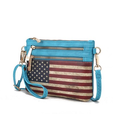 MKF Collection Alisson Vegan Leather Women’s FLAG Crossbody Wristlet Bag by Mia K