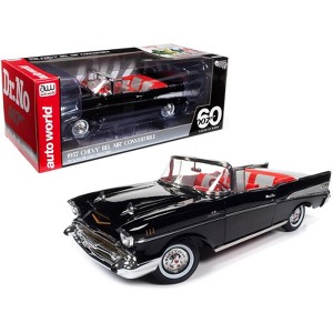 1957 Chevrolet Bel Air Convertible Onyx Black James Bond 007 "Dr. No" (1962) Movie 1/18 Diecast Model Car by Auto World - 1 of 4