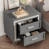 INFURNIC Nightstands Mid Century Vintage Velvet Nightstand with Silver Glitter Strip and Metal Legs for Bedroom, Grey, 21.8"*15.9"*21.7" - 2 of 4