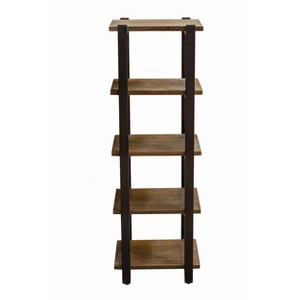 Pomona 4-Shelf Bath Storage Brown - Alaterre Furniture: Metal Frame, Lacquered Wood, Fixed Shelves - 1 of 4