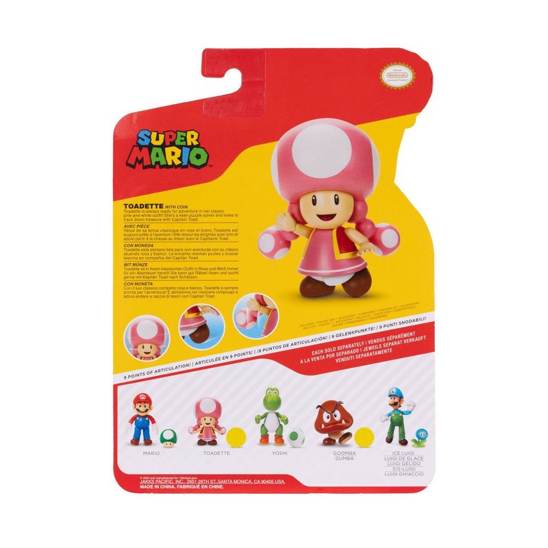 Nintendo Super Mario Toadette with Coin 4&#34; Figure, 5 of 6