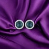 Slickblue Stunning Blue-Green/Clear CZ Halo Earrings – Rhodium-Plated, Cubic Zirconia, Timeless Studs for Women - 3 of 3