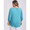 Women's Plus Size 3/4 Sleeve Smocked Notch V Neck Summer Dressy Casual Blouses - GRACE & GRANDEUR - 3 of 4