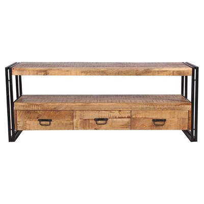 Industrial Reclaimed Wood and Iron 3 Drawer Console TV Stand for TVs up to 65" - Timbergirl