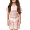 Girls Beach Cover Ups Short Sleeve Boho Crochet Beach Dress Lightweight Sweater Cover Ups for Girls Bathing Suits - 4 of 4