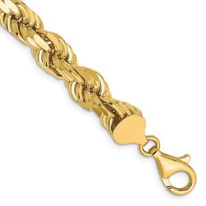 Black Bow Jewelry Men's 8mm, 14k Yellow Gold, Diamond Cut Rope Chain Bracelet, 9 Inch - 1 of 4