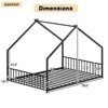 TOAOTBNBO Modern Platform Bed with Adorable House Bed Design, Comfortable Bed Frames with Storage, Metal Bed with LED Light Strips, Black - 3 of 4