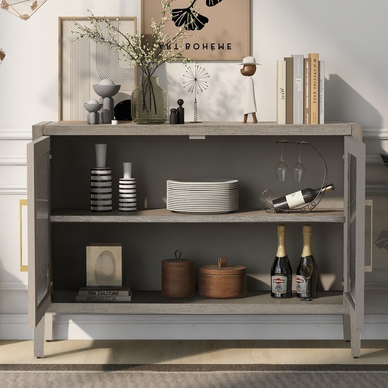 Modern Sideboard, Buffet Storage Cabinet with Tempered Glass Doors and Adjustable Shelves-ModernLuxe, 2 of 14