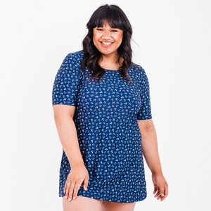 Calypsa Women's Plus Size Longer Length UPF 50+ Anna Swim Tunic - 1 of 4