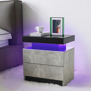 TIRAMISUBEST LED Nightstand with 2 Drawers, Modern Buffet Cabinet for Stylish Bedrooms - 1 of 4