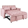 Okak Modern 3-in-1 Pull-out Sofa Bed Convertible Loveseat Sleeper Couch Futon with Pillows & Reclining Backrest for Living Room Office, Pink - 4 of 4
