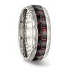 Chisel Stainless Steel Polished with Black and Red Carbon Fiber Inlay 8mm Band Ring - 4 of 4