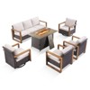 Buenhomino 8 Piece Patio Furniture Set with 41" Fire Pit Table Wicker Rattan Patio Sectional Sofa Set Outdoor Seating Furniture with Thickened Cushion - 2 of 4