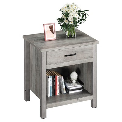 Night Stand, Bedside Table with Storage Drawer for Bedroom, Nursery, Living Room, Easy Assembly, Mystic Oak Finish