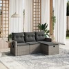 vidaXL 4 Piece Patio Sofa Set with Cushions Gray Poly Rattan - without storage - 2 of 4