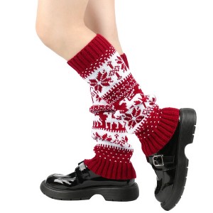 Anna-Kaci Fair Isle Knit Leg Warmers with Soft Stretch Ribbed Cuffs and Festive Patterned Design for Cozy Winter Layering - 1 of 3