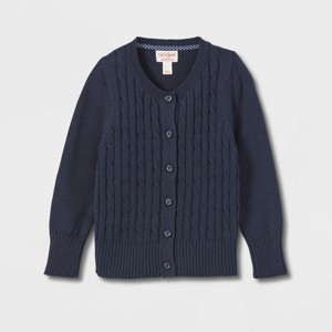 Toddler Girls' Crew Neck Cable Knit Uniform Sweater - Cat & Jack™ - 1 of 3