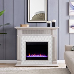 Castwilke Penny Tiled Fireplace Gray White Aiden Lane Target