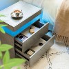QingMoon Modern End Side with 2 Drawers, with LED Night Stand, Wood Drawers, for Bedroom - 4 of 4