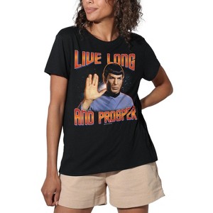 Women's Star Trek Live Long And Prosper Loose T-Shirt Black - 1 of 4