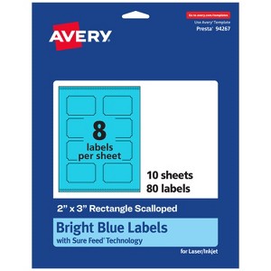 Avery Bright Blue Paper Labels, 2" x 3" Rectangle Scalloped - 1 of 4