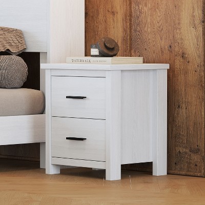 NicBex 2 Drawers Nightstand,Bedside Table with Black Metal Handles,Modern Side Table for Bedroom