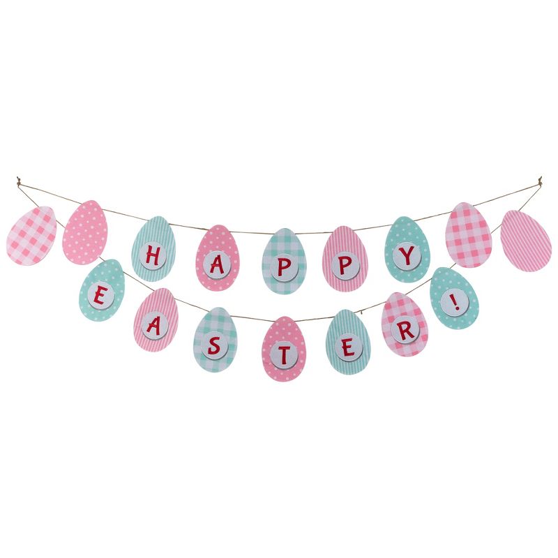 Northlight 70" Pastel Checkered and Striped "Happy Easter" Hanging Banner, 1 of 7