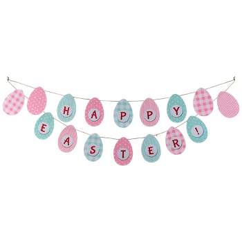 Northlight 70" Pastel Checkered and Striped "Happy Easter" Hanging Banner