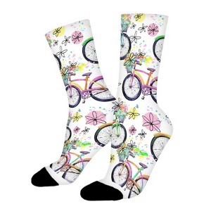 Bicycle Women Printed Crew Socks Funny Funky Socks Soft Polyester Novelty Gifts for Artists Men - 1 of 1