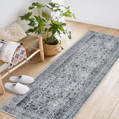 Area Rugs for Living Room Bedroom, Large Washable Rug, Vintage Floral Boho Non Slip & Low Pile Carpet Indoor Dining Room and Kids Room